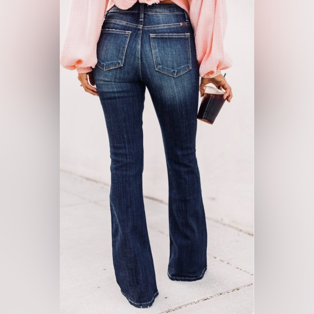 KanCan Mid Rise Dark Wash Flare Jeans 34”Inseam Stretch Denim NWT Size 27